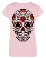 Koszulki i topy damskie - T-Shirt damski kolorowy nadruk CZASZKA r.L - miniaturka - grafika 1