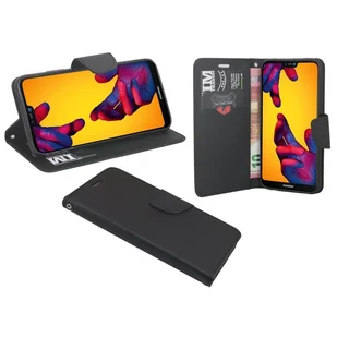Huawei P20 Lite etui na telefon komórkowy etui z klapką etui ochronne na smartfon czarny - Etui i futerały do telefonów - miniaturka - grafika 1