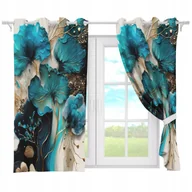 Zasłony - ZASŁONY GOTOWE NA PRZELOTKACH KRÓTKIE 140x160 ZASŁONA PRZELOTKI KWIATY 136 - miniaturka - grafika 1