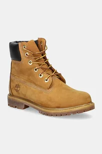 Timberland buty skórzane Premium 6 Inch damskie kolor brązowy na płaskim obcasie lekko ocieplone TB1103617131 - Botki damskie - miniaturka - grafika 1