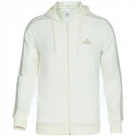 Bluzy męskie - Bluza męska adidas Essentials French Terry 3-Stripes Full-Zip Hoodie ecru I - miniaturka - grafika 1