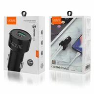 Ładowarki samochodowe - Ładowarka samochodowa VIDVIE CC518C 1xUSB + 1xType C + kabel iPhone 3A, PD20W+QC18W czarny - miniaturka - grafika 1