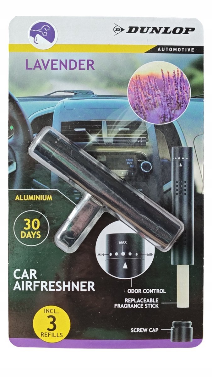 DUNLOP Zapach Samochodowy Aluminiowy do samochodu + 3 WKŁADY LAVENDER SR