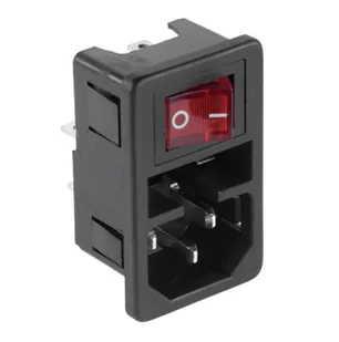 Wtyk Ac C14 3pin montażowy włącznik bezpiecznik - Listwy zasilające - miniaturka - grafika 2