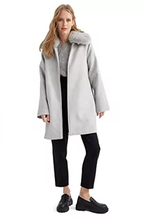 Płaszcze damskie - DeFacto damska kurtka przeciwdeszczowa – DeFacto płaszcz zimowy dla kobiet (szary, L), szary, L - grafika 1