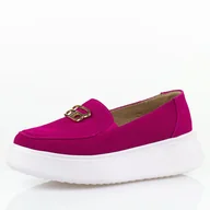 Półbuty damskie - Fuksja skórzane półbuty damskie Vinceza 88014 - miniaturka - grafika 1