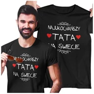 Gadżety dla niej i dla niego - Koszulka dla TATY modny prezent na Dzień Ojca Stylowa koszulka Najukochańszy TATA na świecie kolor czarny - miniaturka - grafika 1