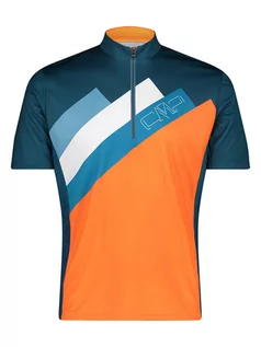 Koszulki sportowe męskie - CMP Koszulka kolarska w kolorze pomarańczowo-granatowym - grafika 1