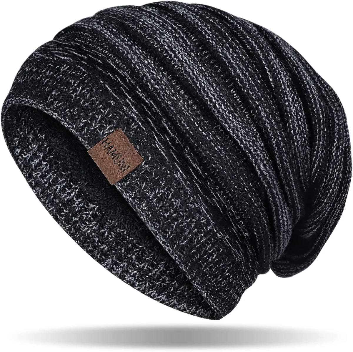 CZAPKA ZIMOWA BEANIE Z POLAROWĄ PODSZEWKĄ CZARNA W KWIATY