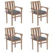 Fotele i krzesła ogrodowe - vidaXL Lumarko Sztaplowane krzesła ogrodowe z poduszkami, 4 szt., tekowe! 3073395 - miniaturka - grafika 1