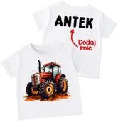 Koszulki dla dziewczynek - Koszulka dla Dziecka z czerwonym traktorem oraz imieniem - miniaturka - grafika 1