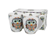 Kubki - Kubki  do kawy i herbaty porcelanowe DUO ETNO SOWA 360 ml 2 szt - miniaturka - grafika 1