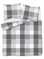 Pościel - Pościel satynowa 200x220 5055b szara kratka - miniaturka - grafika 1