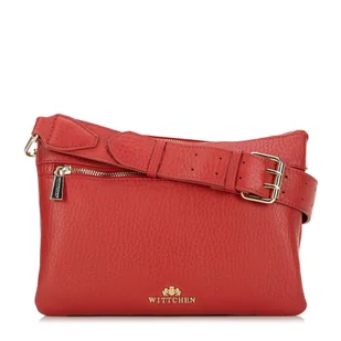 Torebka crossbody ze skóry trójkomorowa czerwona - Torebki damskie - miniaturka - grafika 1