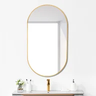 Lustra - Owalne lustro ścienne złote 50x70 cm – elegancja, funkcja obrotowa i oszczędność miejsca w nowoczesnej łazience - miniaturka - grafika 1