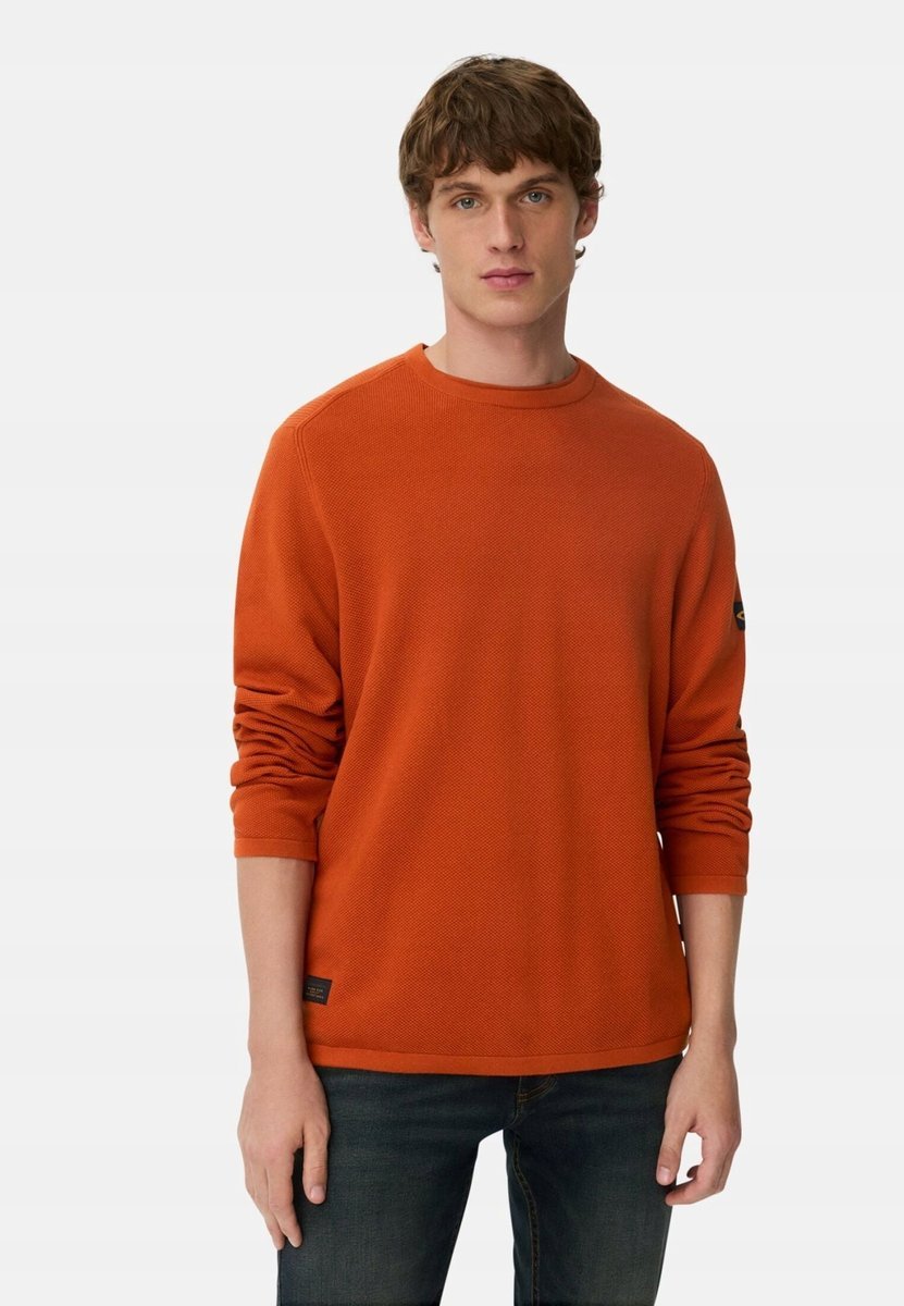 CAMEL ACTIVE MĘSKI POMARAŃCZOWY SWETER Z BAWEŁNY Z OKRĄGŁYM DEKOLTEM M 17CA