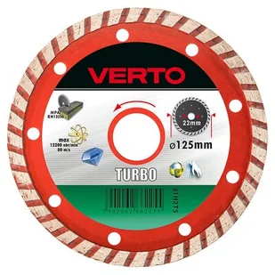 VERTO Tarcza diamentowa 125 x 22,2 mm, turbo - Akcesoria do elektronarzędzi - miniaturka - grafika 1