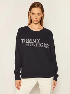 Bluzy damskie - Tommy Hilfiger Bluza Christa WW0WW28362 Granatowy Relaxed Fit - grafika 1