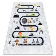 Dywany dla dzieci - Dywan do prania JUNIOR 51490.802 Zwierzęta, uliczki dla dzieci, antypoślizgowy - szary, 160x220 cm - miniaturka - grafika 1