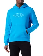 Bluzy męskie - Tommy Hilfiger Męska bluza z kapturem Hilfiger Curve Logo, Szokujący niebieski, L - miniaturka - grafika 1