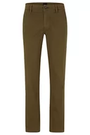 Spodenki męskie - BOSS Męskie spodnie Schino-Slim D Slim-Fit z elastycznej satyny bawełnianej, Dark Green308, 36W / 32L - miniaturka - grafika 1