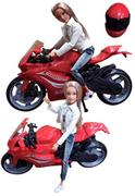 Figurki dla dzieci - LALKA NA MOTORZE Ścigaczu motocyklu sportowym MOTOR CZERWONY Prezent Dla Dziewczynki - miniaturka - grafika 1