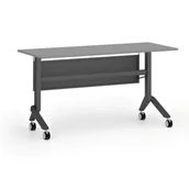 Biurka - Mobilny stół PRIMO MOVE, 1400 x 600 mm, podstawa czarna, grafitowy - miniaturka - grafika 1