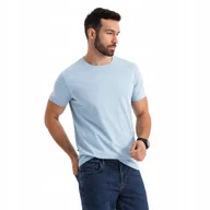Koszulki męskie - T-shirt męski 100% bawełna jasnoniebieski basic Ombre OM-TSBS-0236 V19 L - miniaturka - grafika 1