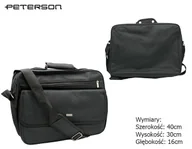 Torby męskie - Torba Męska Materiałowa Peterson (PL) Pozioma Duża PTN-R-6528 CZARNY 40 x 30 x 16 [cm] - miniaturka - grafika 1