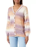 Swetry damskie - CARNEA Damski sweter z dzianiny z guzikami 10424755-CA04, beżowy liliowy wielokolorowy, M/L, Beżowy, fioletowy, wielokolorowy, M-L - miniaturka - grafika 1