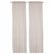Zasłony - IKEA BYMOTT ZASŁONA BIAŁA / BEŻ W PASKI - 2 SZT. - miniaturka - grafika 1