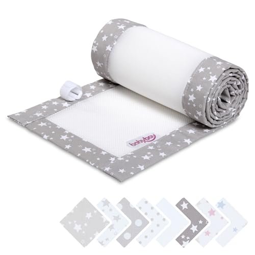 babybay Gniazdko 3D mesh piqué pasujące do modelu oryginalnego, perłowo-szare gwiazdki białe