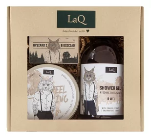 LAQ LaQ Zestaw prezentowy dla mężczyzn Ryś żel pod prysznic 500ml+scrub 200ml+mydło kostka 85g) - Zestawy kosmetyków męskich - miniaturka - grafika 1