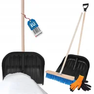 Łopaty do śniegu - ZESTAW: Łopata do śniegu SZUFLA + zamiatacz uchwyt 50cm + GRUBE rękawice - miniaturka - grafika 1