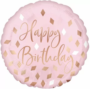 Balon foliowy Happy Birthday z nadrukiem konfetti - cm - 1 szt. - Urodziny dziecka - miniaturka - grafika 1