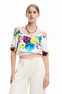 Bluzy damskie - Desigual Damska bluza, biały, M - miniaturka - grafika 1