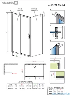 Brilis Alienta Black DWJ+S kabina prysznicowa 100x80cm szkło przejrzyste 10260100-54-01/10270080-54-01 - Kabiny prysznicowe - miniaturka - grafika 2
