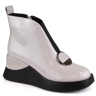 Botki damskie na koturnie szare D&A S.Barski Premium Collection MR870-36 - Botki damskie - miniaturka - grafika 1