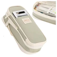 Kosmetyczki, organizery i kuferki - Piórnik szkolny na przybory piórnik biurowy Rozkładany dużo kieszonek Kolor Matcha Oliwka Kosmetyczka Saszetka - miniaturka - grafika 1