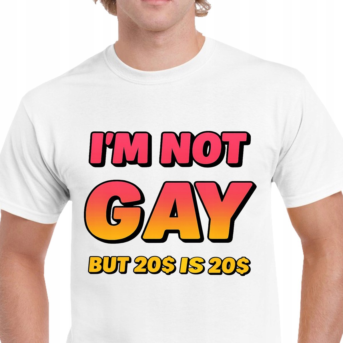 KOSZULKA MĘSKA ŚMIESZNA IM NOT GAY BUT 20 IS 20 L P361