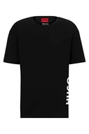 Koszulki męskie - HUGO Męski T-shirt RN Relaxed Relaxed-Fit T-shirt z bawełny z pionowym nadrukiem logo, czarny 2, XS - miniaturka - grafika 1