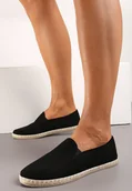 Trampki damskie - Czarne Wsuwane Tenisówki Espadryle z Plecioną Podeszwą Elladia - Renee - miniaturka - grafika 1