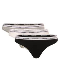 Calvin Klein Stringi w 3-paku Kobiety Bawełna czarny|szary|biały jednolity, M - Majtki damskie - miniaturka - grafika 1