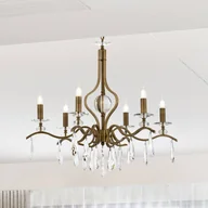 Lampy sufitowe - Avonni Żyrandol Elizabeth Ø80cm metal/kryształ 6flg. antyczne złoto - miniaturka - grafika 1
