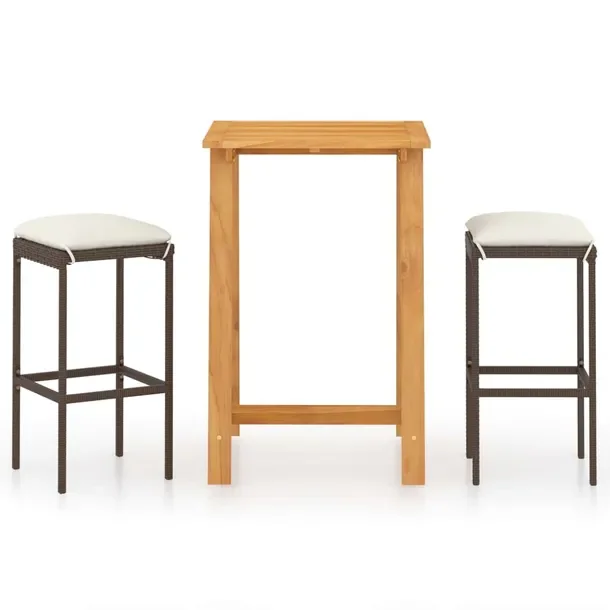 Elegancki zestaw mebli barowych z akacjowego drewna, brązowy, 70x70x104 cm