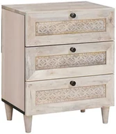 Szafki nocne - vidaXL Stolik nocny Beżowy 50 x 33 x 60 cm lite drewno mango - miniaturka - grafika 1