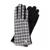 Rękawiczki - Damskie rękawiczki w pepitkę z logo czarno - białe - miniaturka - grafika 1