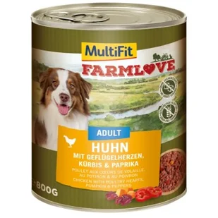 MultiFit Farmlove Adult Kurczak, serca drobiowe 6x800 g - Mokra karma dla psów - miniaturka - grafika 1