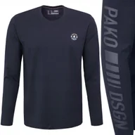 Koszulki męskie - LONGSLEEVE męski koszulka z długim rękawem bawełniana TED granatowa XL - miniaturka - grafika 1