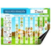 Magnesy - Magnetyczna tablica zadań na lodówkę Planer obowiązków dla dzieci + buźki - miniaturka - grafika 1